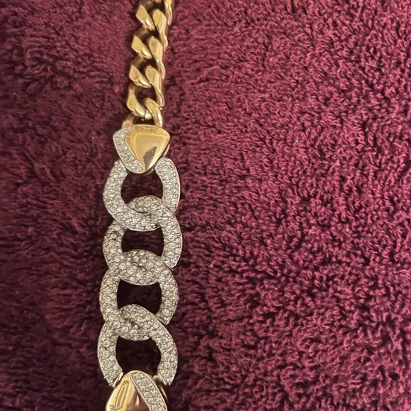 EUVC Signed DSC (Daniel Swarovski Co.) Couture Gold Plated & CZ Heavy Necklace. - Picture 3 of 6